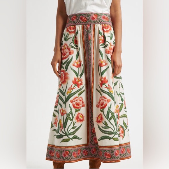 FARM Rio Dresses & Skirts - NWT $198 Farm Rio Anika Placed Floral Print Cotton Skirt in sizes XS and XL!